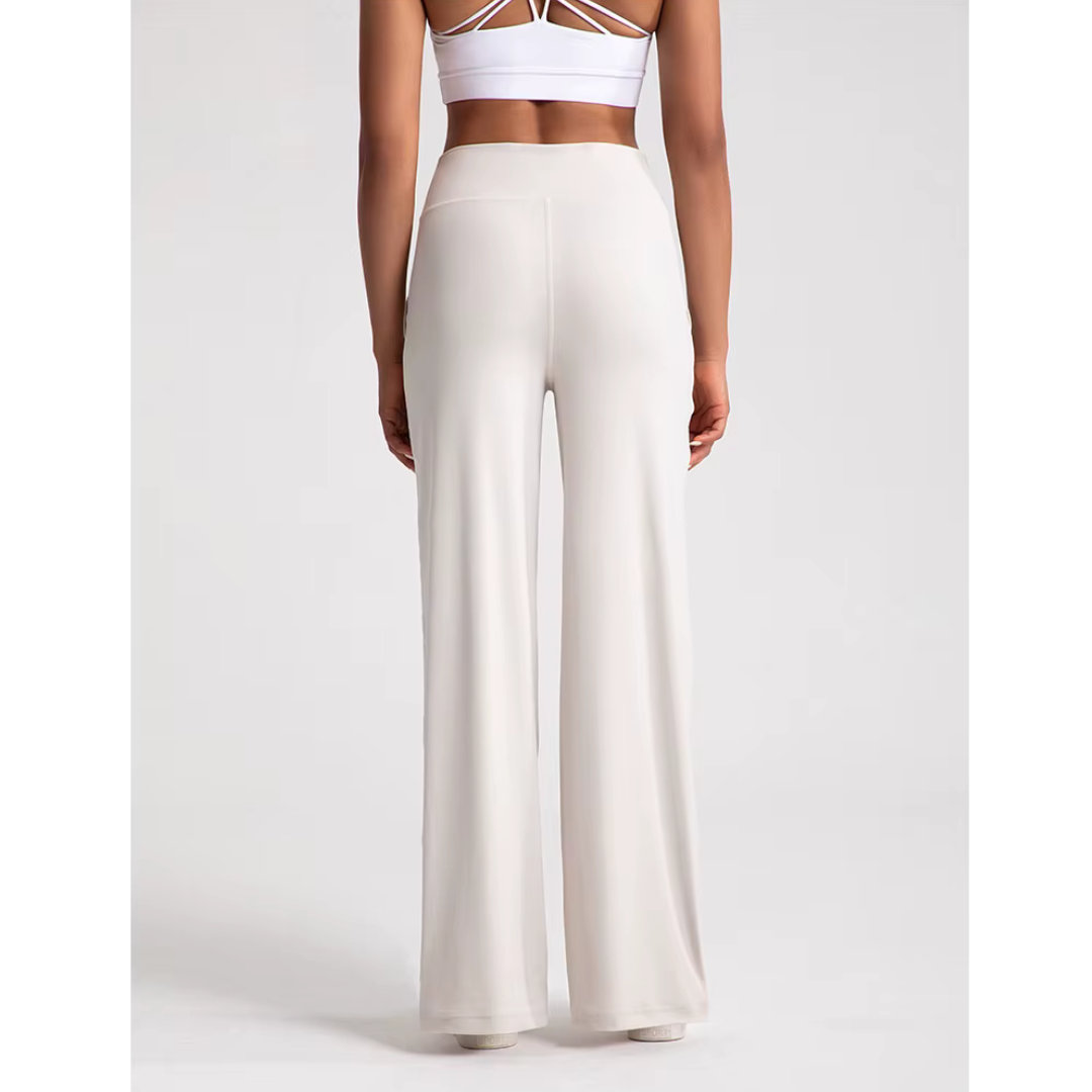High-Waisted Wide-Leg Modest Active Pants with Drawstring & Slant Pockets