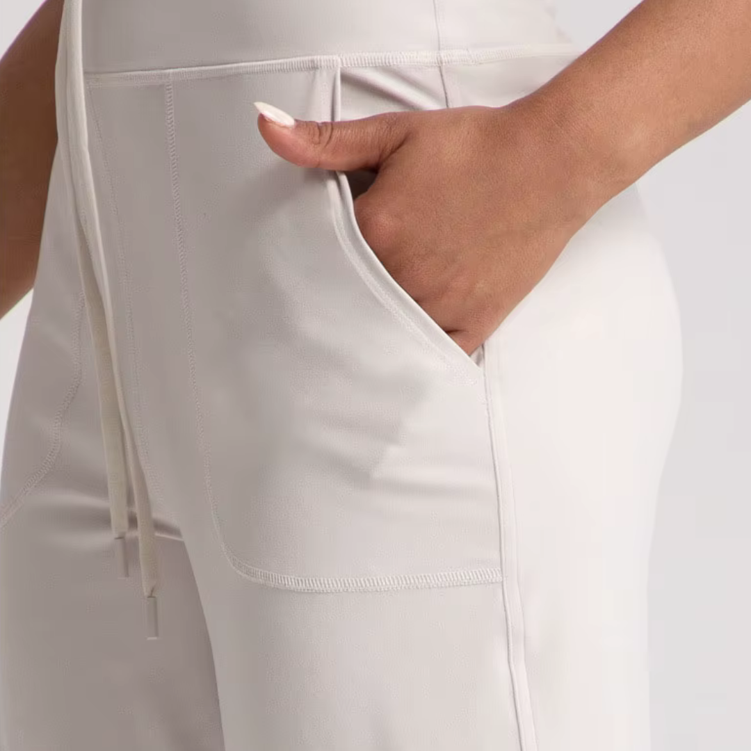 High-Waisted Wide-Leg Modest Active Pants with Drawstring & Slant Pockets