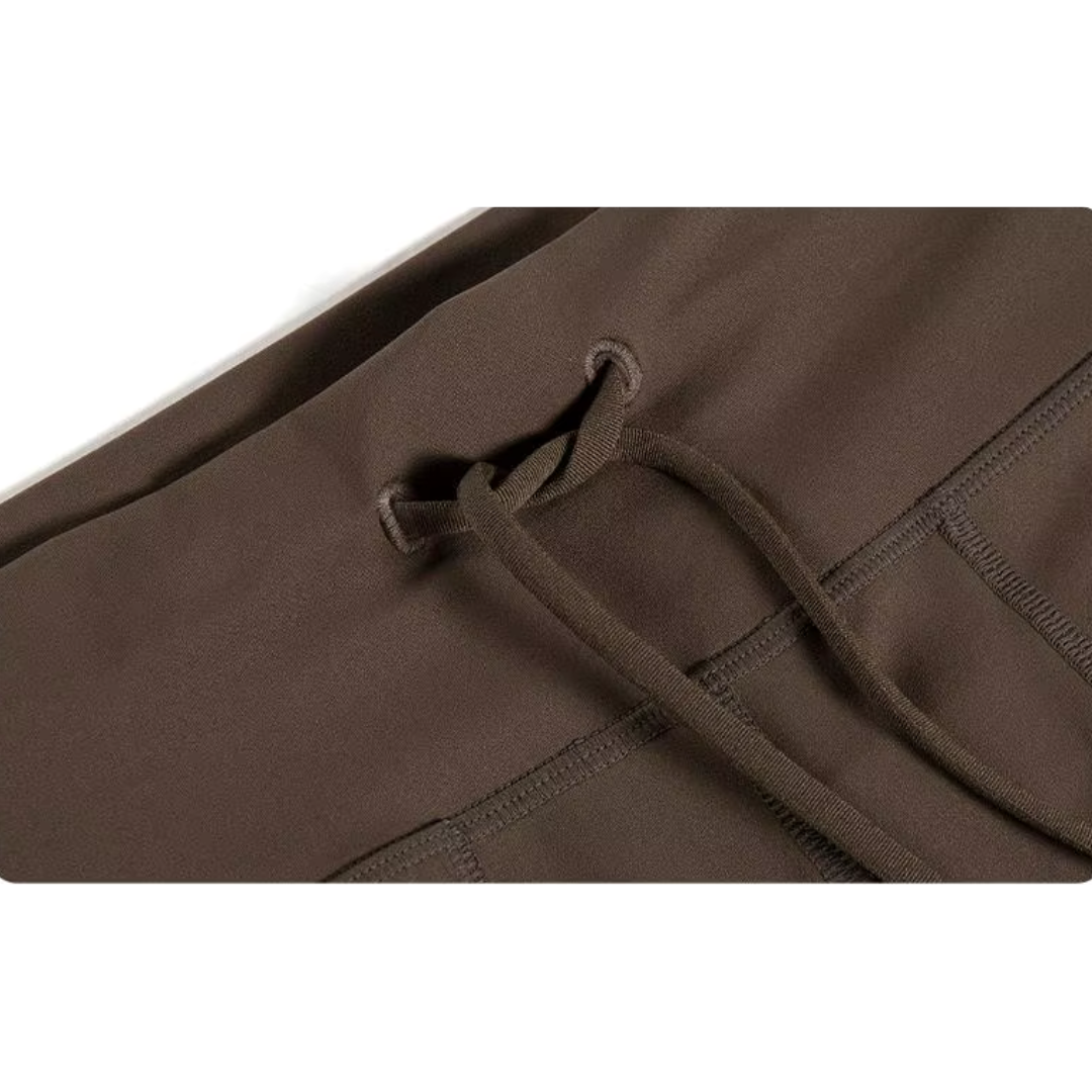 High-Waisted Wide-Leg Modest Active Pants with Drawstring & Slant Pockets